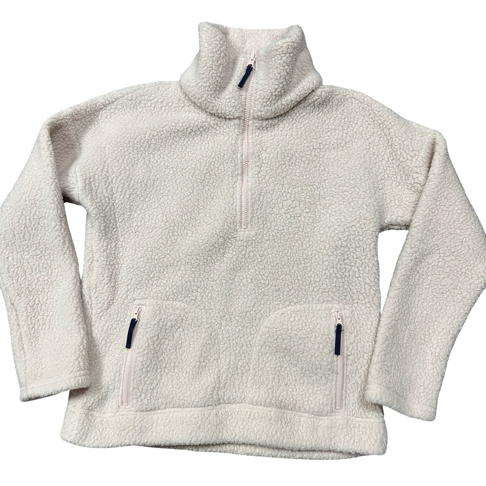 J. Crew Light Pink Sherpa Half Zip Pullover Sweater XS Valentines Winter Cozy